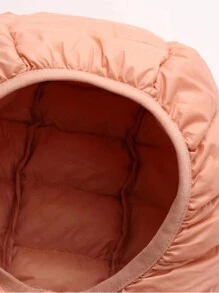 Teenage Girls' Zipper Hooded Padded Coat - Baby Pink - View 3