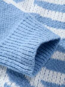 Manfinity EMRG 男士骷髏骷髏圖案落肩袖套頭毛衣 - 藍色 - 查看 5