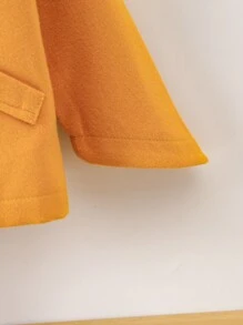 SHEIN 少女1件卡通刺繡3d耳朵設計連帽毛呢外套 - 黃色 - 查看 5