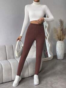 SHEIN Essnce 女士宽腰带保暖内衬紧身裤