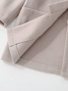 SHEIN 1pc Young Boys' Windproof & Comfortable Casual Long Woolen Coat In Light Color For Fall/Winter - Beige - View 4