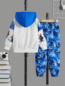 幼兒男孩山與熊印花連帽衫與褲子套裝 - 彩色 - 查看 2