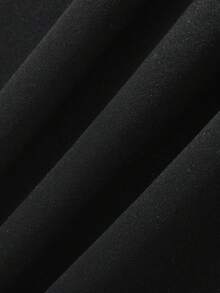 SHEIN EZwear 大尺碼卡通熊和字母印花落肩運動衫 - 黑色 - 查看 8