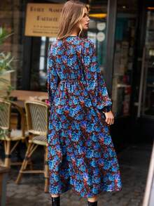 SHEIN Frenchy Của phụ nữ Tay áo lồng đèn Hoa In Đầm - Nhiều màu - Xem 2