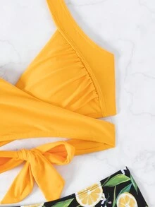SHEIN Swim Conjunto de bikini de mujer estampado para vacaciones de verano - Multicolor - Ver 4