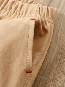 SHEIN Vintaside Kids 2pcs/Set Baby & Toddler Boys Solid Color Casual Pants With Slanted Pockets And Front Buttons , Suitable For Everyday Wear,Baby Pants Toddler Pants Infant Pants Baby Trousers Chic Outfits For Autumn/Winter