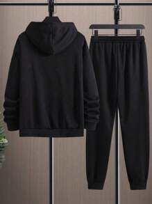 Manfinity LEGND Nam Đồ họa Khẩu hiệu Hoodie & Eo dây rút Quần thể thao - màu đen - Xem 5