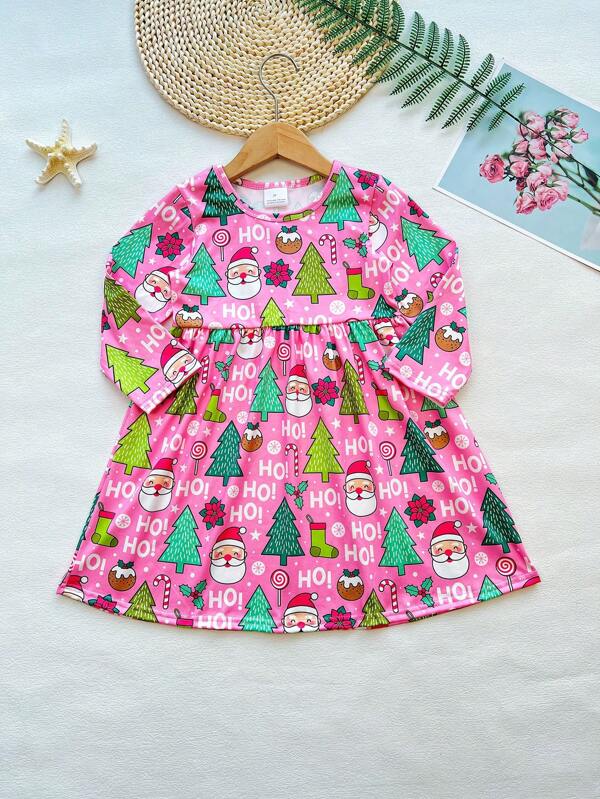 Robe D'impression De Noël Pour Jeune Fille