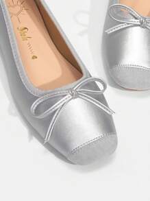 SheIn MOD 撞色女性平底鞋帶小蝴蝶結裝飾 - 彩色 - 查看 5