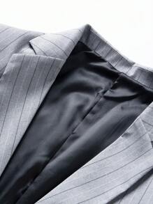 Manfinity Mode 男士条纹西装外套 - 淺灰色 - 查看 4