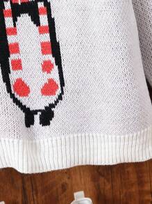 SHEIN Tween Girl Cartoon Pattern Drop Shoulder Sweater - Grey - View 5