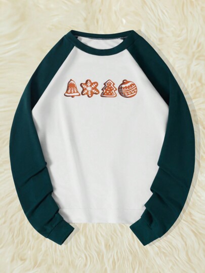 RueChic Sudadera De Moda Casual Con Estampado De Dibujos Animados Y Bloques De Color Para Hombre