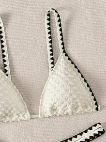 SHEIN Swim Summer Beach Whip Stitch Triangle Bikini Set - Beige - View 3