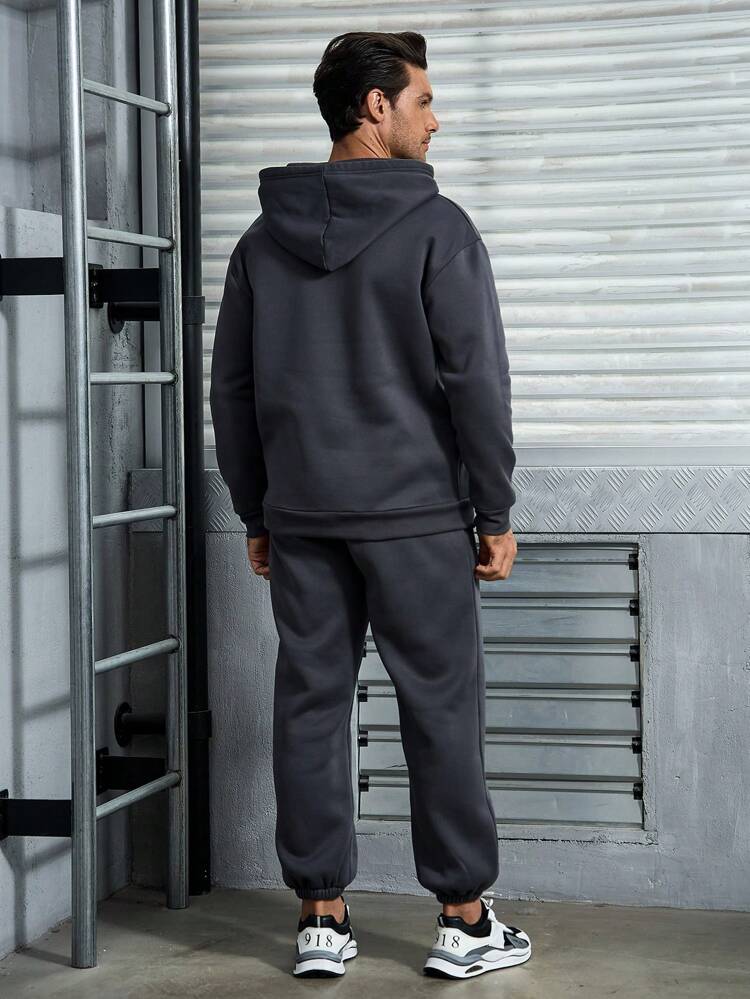 Men's Gray Hooded Sweatshirt Set