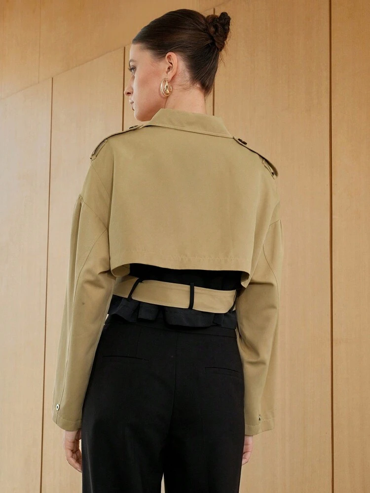 Drop Shoulder Crop Trench Coat