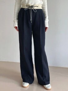 DAZY 撞色抽绳设计西装裤商务装 - 藏蓝色 - 查看 6