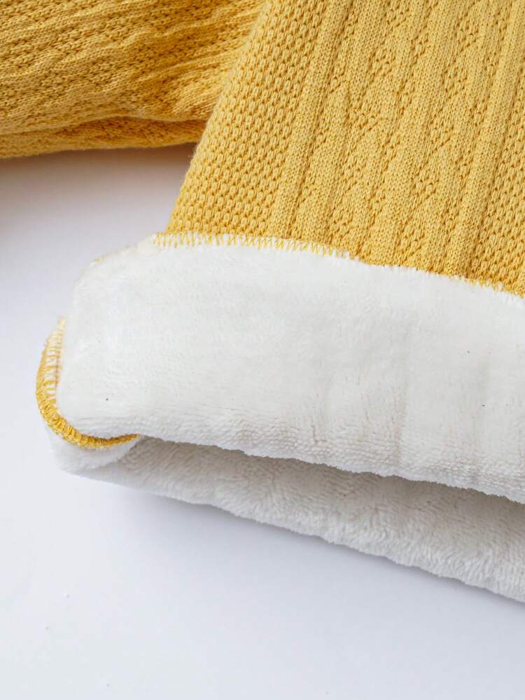 Baby Girls' Thick Warm Fleece Round Neck Long Sleeve Sweatshirt, Comfortable To Wear At Home, For Daily Wear And Winter