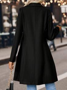 SHEIN Clasi Abrigo de cuello con solapa de doble botonadura - Negro - Ver 2