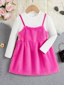 SHEIN Toddler Girls' Princess Style Casual Fashionable Sweet Elegant Versatile Dress - Multicolor - View 1