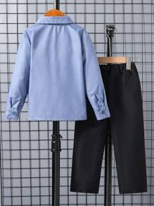 SHEIN 男孩純色襯衫和褲子套裝（不含領帶）