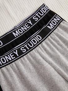 2 Miếng Đồ họa Chữ cái Quần thể thao - màu đen - Xem 5