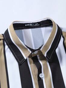 Manfinity Homme Men Striped Print Shirt Without Tee - Khaki - View 5