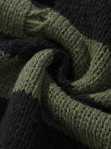 Manfinity Hypemode Nam Mẫu sọc Rách Áo len - màu xanh lá - Xem 5