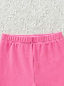 Baby Girls' Pink Cute Rabbit Embroidery 2pcs/set Autumn/winter Comfortable Warm Home Clothes - Multicolor - View 6