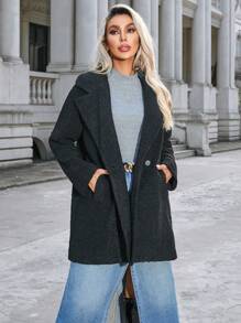 Aveloria Abrigo teddy de cuello con solapa con botones