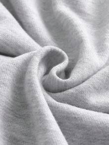 SHEIN EZwear Hơn Cổ không đối xứng Thả vai Áo nỉ - Màu Xám nhạt - Xem 3