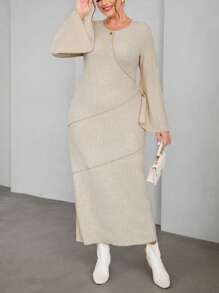 SHEIN Privé Plus Size Elegant Flared Sleeve Dress