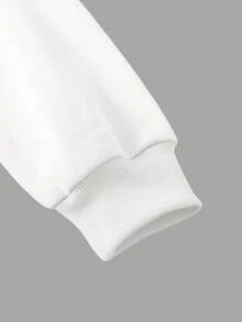 INAWLY Women's Fleece Sweatshirt With Slogan Print - White - View 3