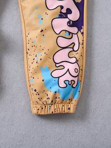 SHEIN 小女童彩色獨角獸印花休閒衛褲適用於秋天 - 棕色 - 查看 4