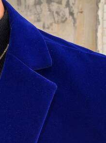 男士商务通勤单排扣西装外套 - 藍色 - 查看 5