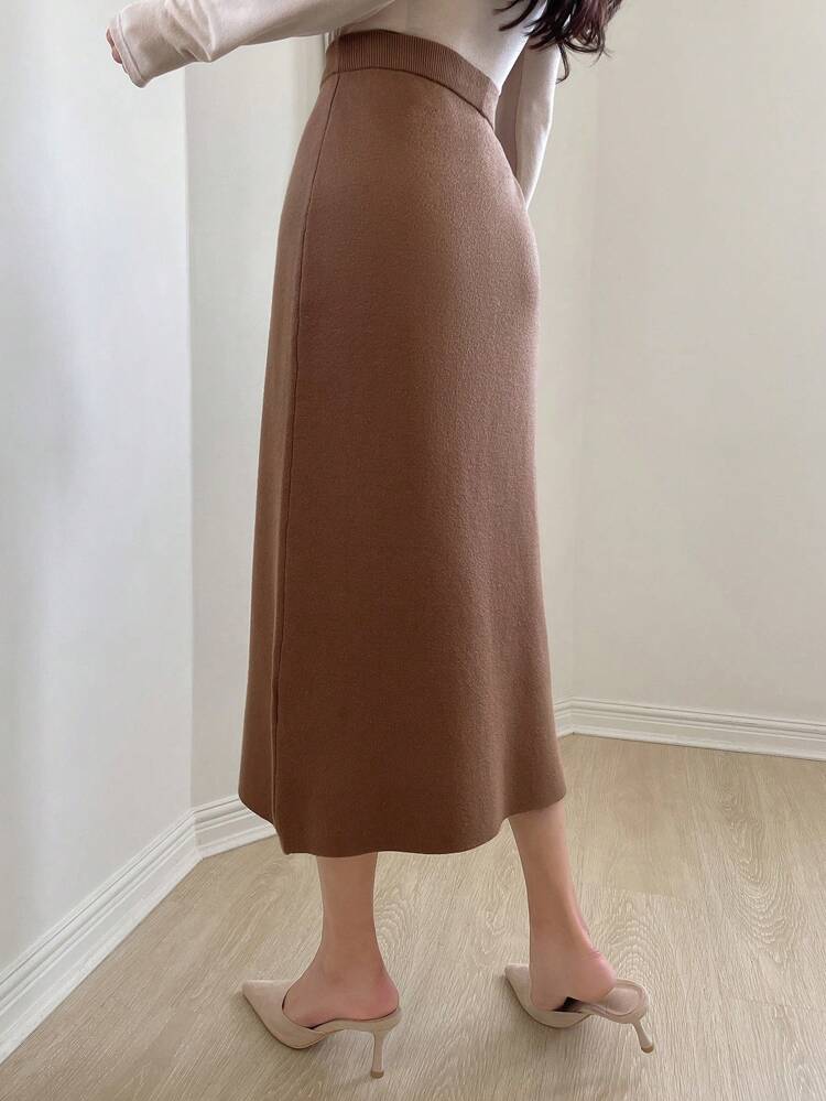 High Waist Solid Skirt,Pencil Skirt