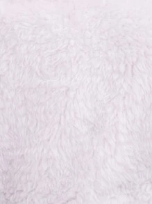 SHEIN Đứa bé gái Trang trí Fuzzy áo có mũ Nhiệt Áo khoác & Quần nỉ - Đỏ - Xem 5