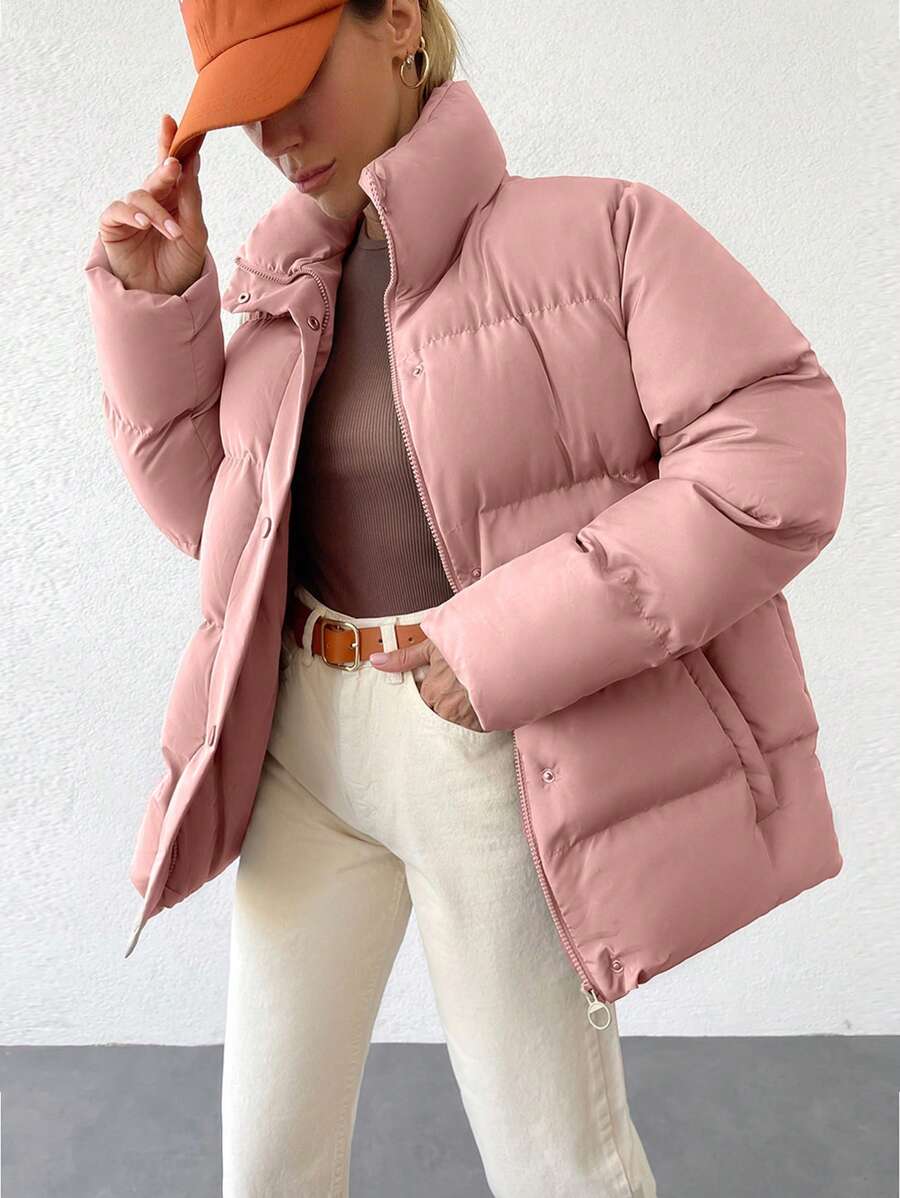 EURMUSE Women's Pink Padded Jacket - Pink - View 1