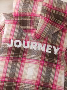 SHEIN Kleiner Junge Mantel mit Kapuze, Plaid Muster, Teddy Futter,