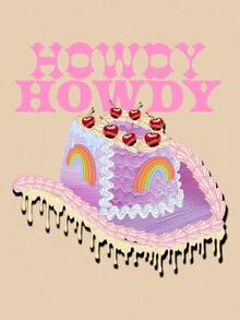 Dear Darling Design Studio 女款字母印花圓領加大尺碼長版運動衫 - 杏色 - 查看 2