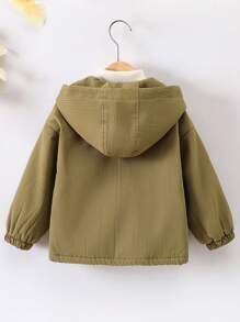 Boys' Hooded Zipper Jacket With Drop Shoulder Design