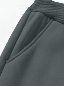 Manfinity LEGND Men's Cartoon Face & Letter Printed Drawstring Jogger Pants, Streetwear Sweatpants, For Rave - Dark Grey - View 6