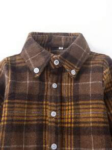 Chàng trai trẻ In kẻ sọc Áo sơ mi - Cà phê nâu - Xem 4