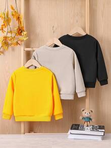 SHEIN 3件套男童百搭舒适长袖卫衣，秋冬季 - 彩色 - 查看 2