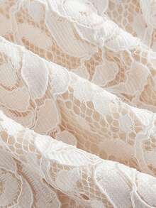 SHEIN MOD Cổ Trái tim Tay áo Ren Đầm - trắng - Xem 4