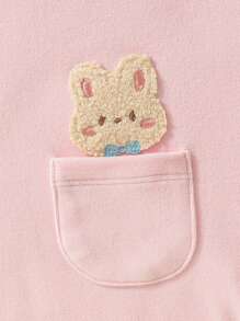 Baby Girls' Pink Cute Rabbit Embroidery 2pcs/set Autumn/winter Comfortable Warm Home Clothes - Multicolor - View 7
