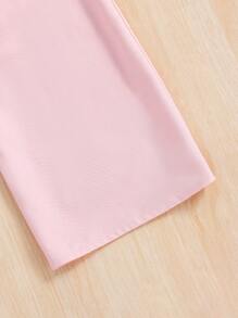 SHEIN Bộ áo liền quần kiểu lá sen mới của Tween Girl, quần dài cho mùa xuân và mùa hè, thích hợp cho kỳ nghỉ, trang phục thường ngày và hàng ngày - Hồng - Xem 5