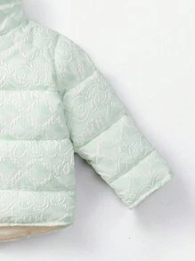 Young Boy 1pc Snap Button Up Jacquard Padded Coat - Green - View 5
