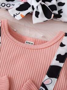 Ropa Interior De Cuerpo Completo De 2 En 1 Decorado Con Encaje Y Estampado De Caricaturas Para Bebé Niña - Multicolor - Ver 6