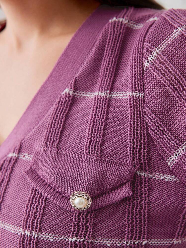 Women'S Striped Cami Sweater Dress And Cardigan 2pcs/Set