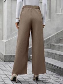 SHEIN Clasi Cao eo Quần ống rộng - Cà phê nâu - Xem 2